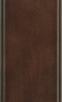 Wellborn Cabinet Sample Chip in Character Maple and Maple with Sienna Charcoal finish.