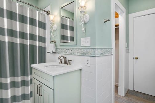 green bathroom vanity