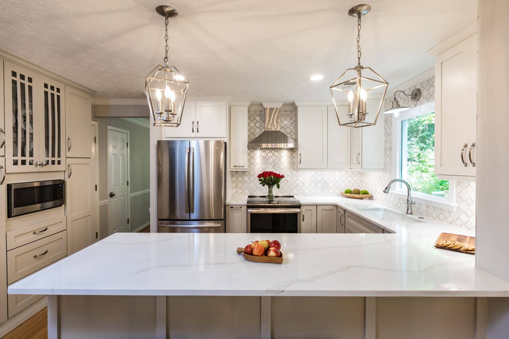 kitchen with white cabinets