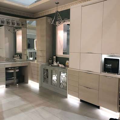 luxe master suite kitchenette makeup vanity