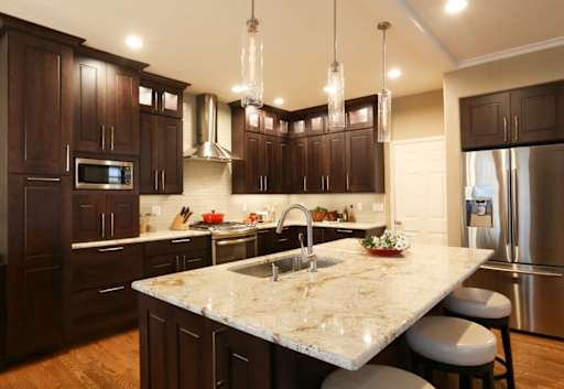 cabinetry lighting stained shaker cabinets 