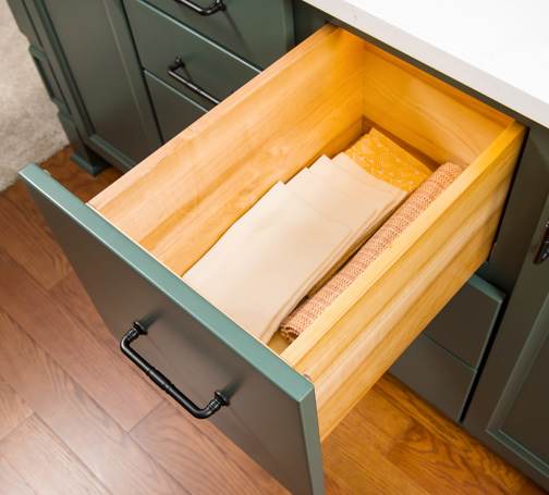 These ColorInspire cabinets for the 2020 Exhibit Booth home were provided by Wellborn Cabinet, Inc.