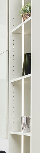 These Light and Gray cabinets for the 2020 Exhibit Booth home were provided by Wellborn Cabinet, Inc.