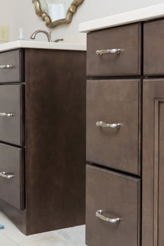 These Medium and Gray cabinets for the 2020 Residential Home, Creative Cabinets & Design, and Cash for Photos home were provided by Wellborn Cabinet, Inc.