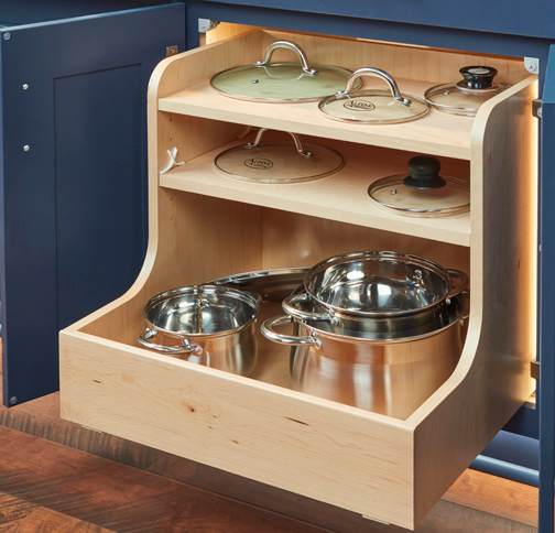 These Blue and Medium cabinets for the 2021 Exhibit Booth home were provided by Wellborn Cabinet, Inc.