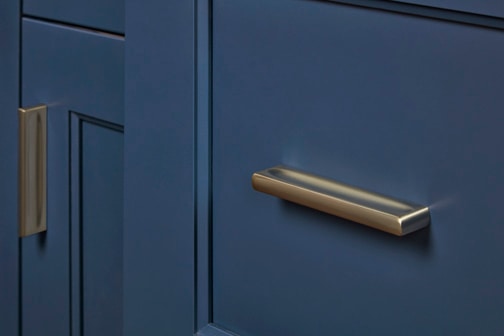 These Blue and Medium cabinets for the 2021 Exhibit Booth home were provided by Wellborn Cabinet, Inc.