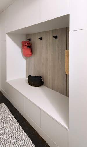 Midtown is Decorative Laminate Veneer Door door group with a Slab cabinet door from Wellborn Cabinet.