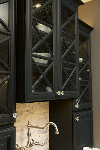 These Blue and Dark cabinets for the 2014 Dealer Showroom and CASE Design/Remodeling home were provided by Wellborn Cabinet, Inc.