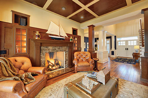 A Cherry Living Room featuring Richmond cabinet doors in Caramel from Wellborn Cabinet, Inc.