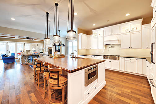 A Maple Kitchen featuring Sonoma cabinet doors in Glacier from Wellborn Cabinet, Inc.