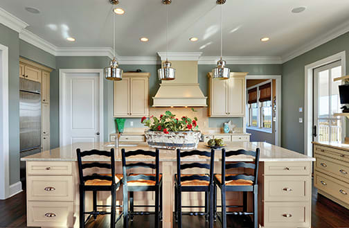 A Maple Kitchen featuring Sonoma cabinet doors in Sandstone Slate from Wellborn Cabinet, Inc.