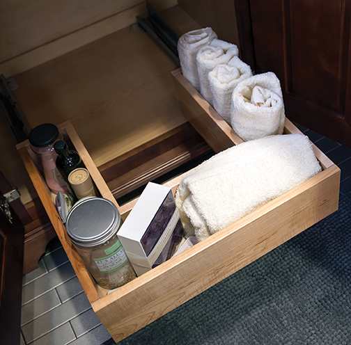 Organize your space with this U-Shaped Sliding Shelf from Wellborn Cabinet