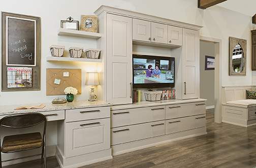 These ColorInspire cabinets for the 2014 and 2015 Exhibit Booth home were provided by Wellborn Cabinet, Inc.