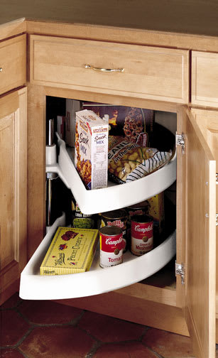 Organize your space with this Functional Corner Shelves from Wellborn Cabinet