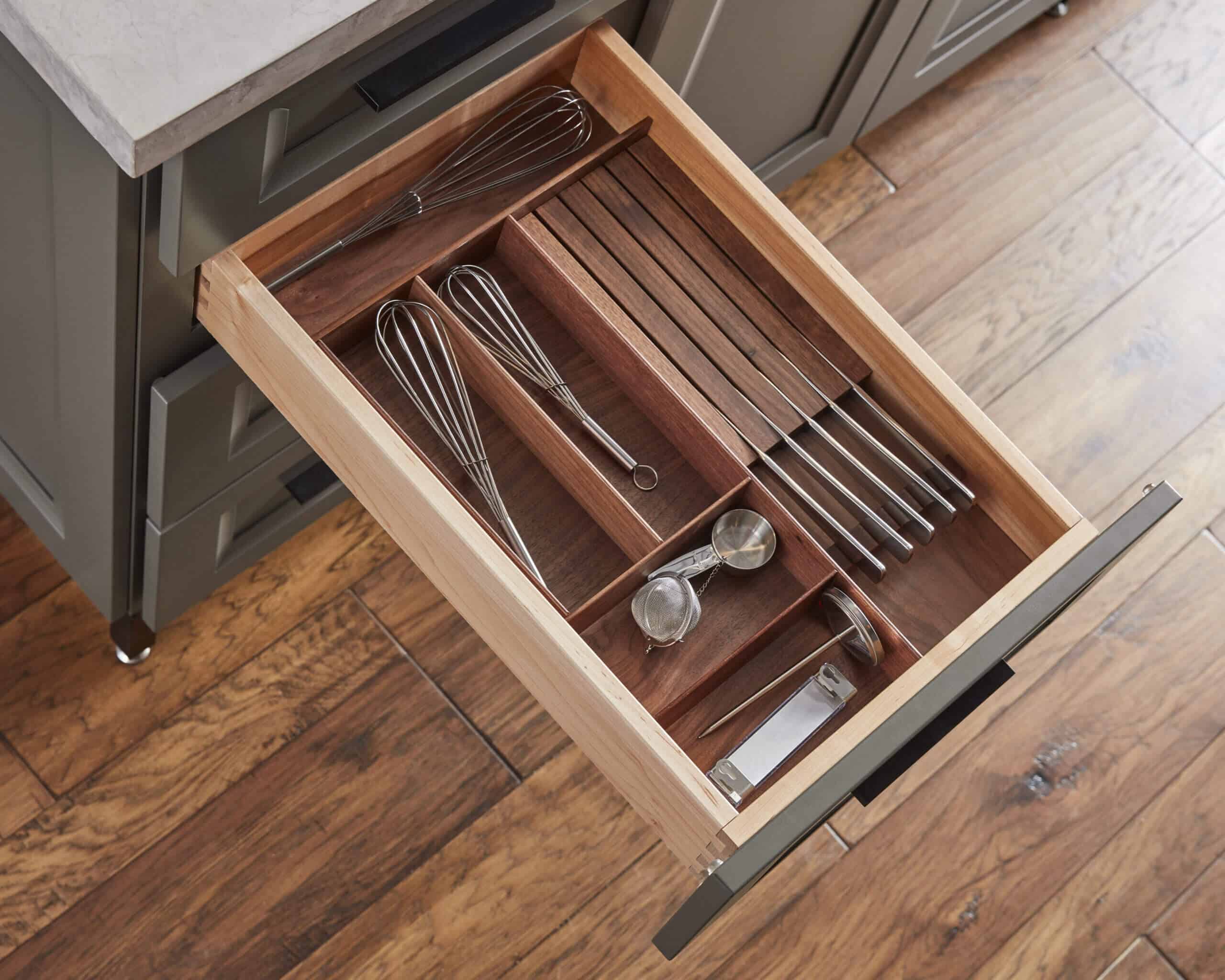 walnut drawer organizer knife block 