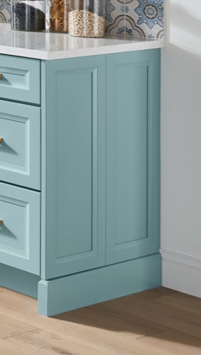 These Blue and Light cabinets for the 2019 Photo Shoot home were provided by Wellborn Cabinet, Inc.