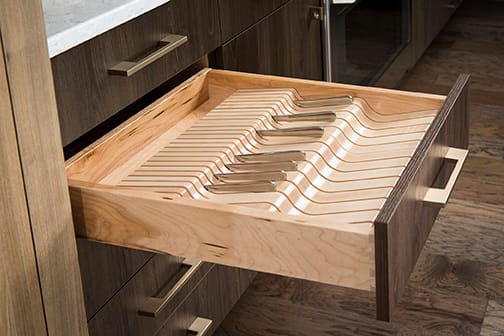 Organize your space with this Knife Block from Wellborn Cabinet