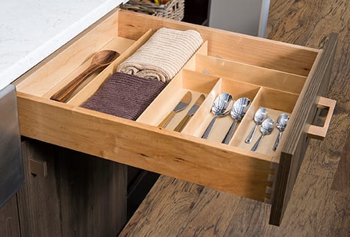 Organize your space with this Birch Cutlery Organizer from Wellborn Cabinet