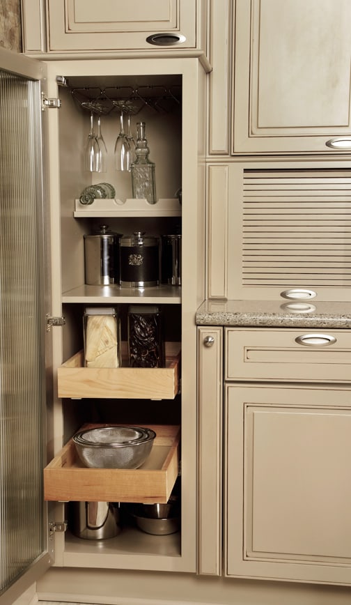 Organize your space with this Pantry Wall from Wellborn Cabinet