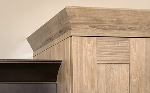 This Crown Moulding - Shaker and Crown Moulding - Cove Large Step will help make your cabinetry look great.