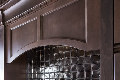 These Gray and Dark cabinets for the 2020 and 2019 Exhibit Booth home were provided by Wellborn Cabinet, Inc.