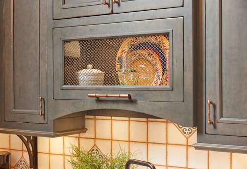 These Dark and Gray cabinets for the 2020 and 2019 Exhibit Booth home were provided by Wellborn Cabinet, Inc.