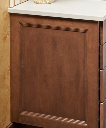 These Brown and Medium cabinets for the 2020 and 2019 Exhibit Booth home were provided by Wellborn Cabinet, Inc.