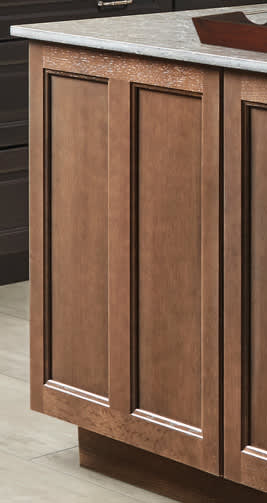 These Gray cabinets for the 2019 Exhibit Booth home were provided by Wellborn Cabinet, Inc.