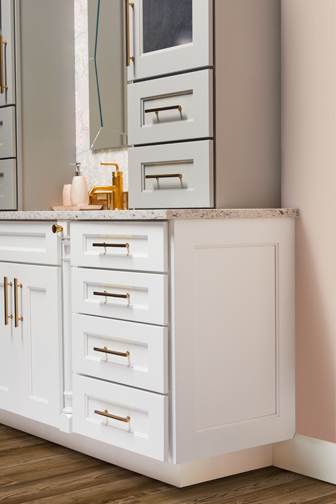 These White and Light cabinets for the 2020 and 2019 Exhibit Booth home were provided by Wellborn Cabinet, Inc.