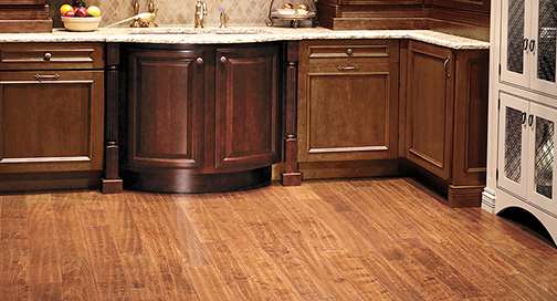 A Cherry Kitchen featuring Melrose cabinet doors in Caramel Java from Wellborn Cabinet, Inc.