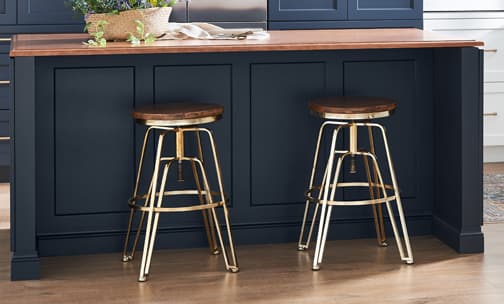 These Blue and Dark cabinets for the 2019 Photo Shoot and Residential Home home were provided by Wellborn Cabinet, Inc.