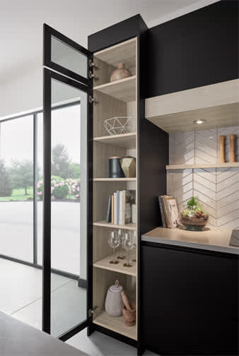 Midtown and Sterling is Decorative Laminate Veneer Door door group with a Slab cabinet door from Wellborn Cabinet.