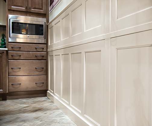 These ColorInspire cabinets for the 2014 and 2015 Exhibit Booth home were provided by Wellborn Cabinet, Inc.