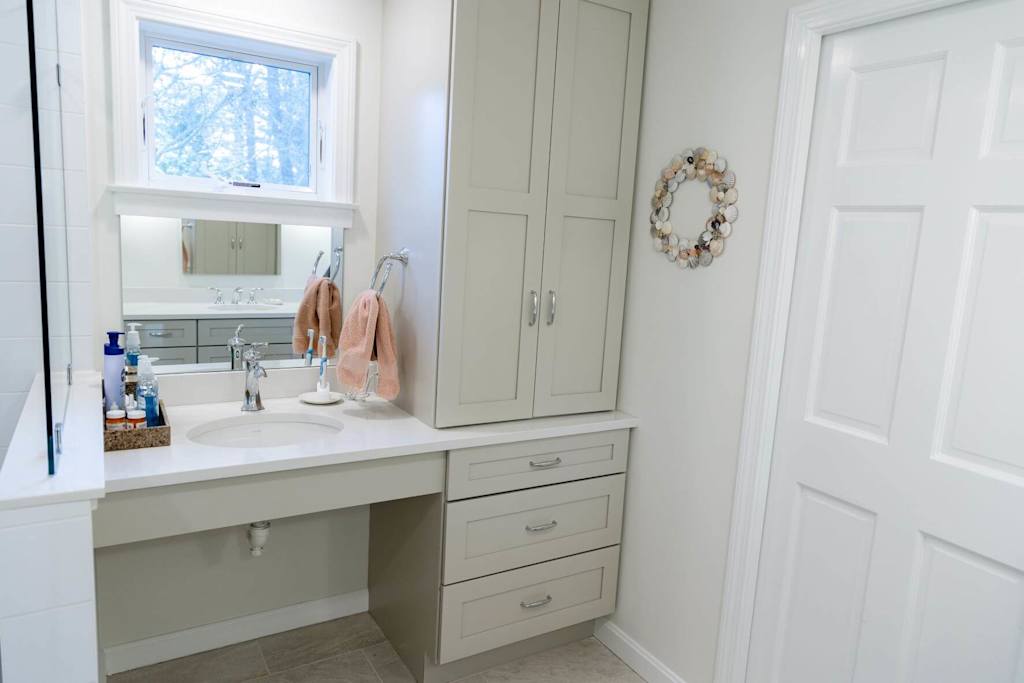 white bathroom vanity