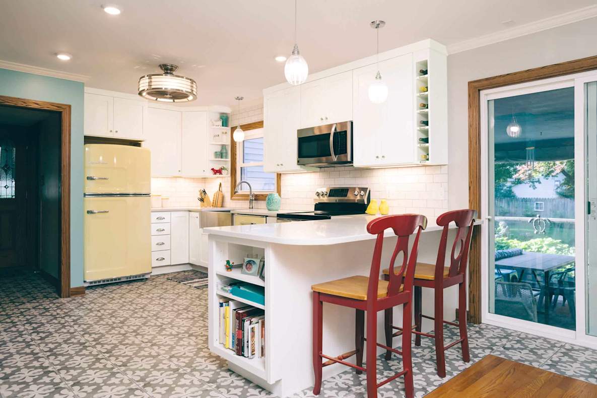 white kitchen cabinetry shaker small kitchen colorful