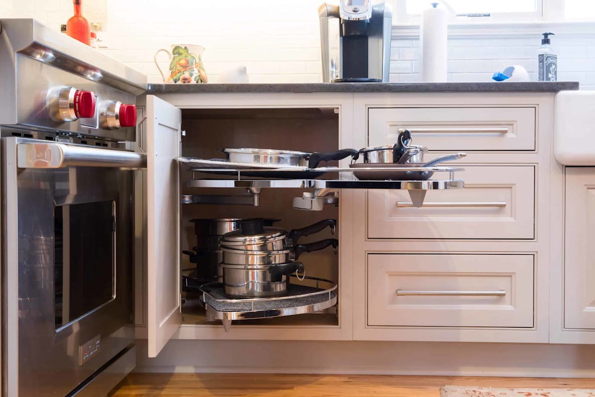 maple inset small kitchen cabinetry design