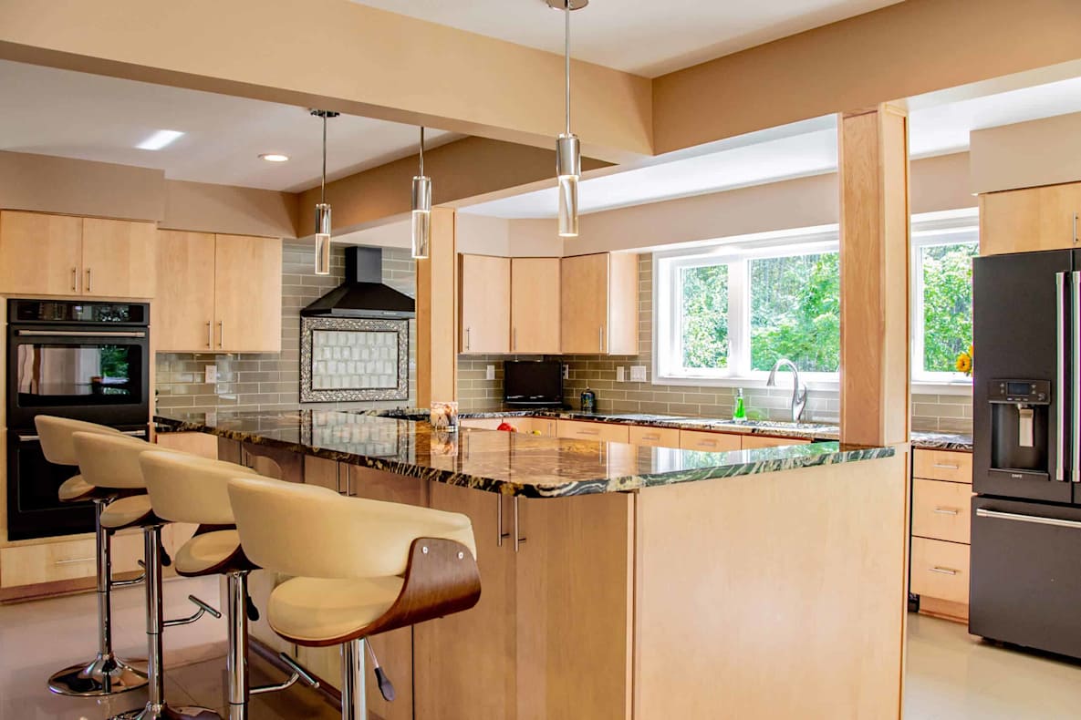 natural maple cabinetry used in kitchen design contest winner