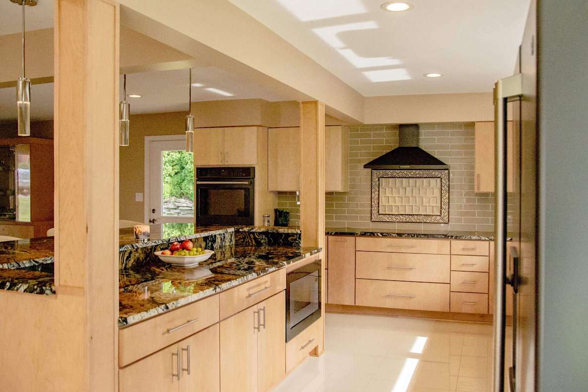natural maple cabinetry used in kitchen design contest winner
