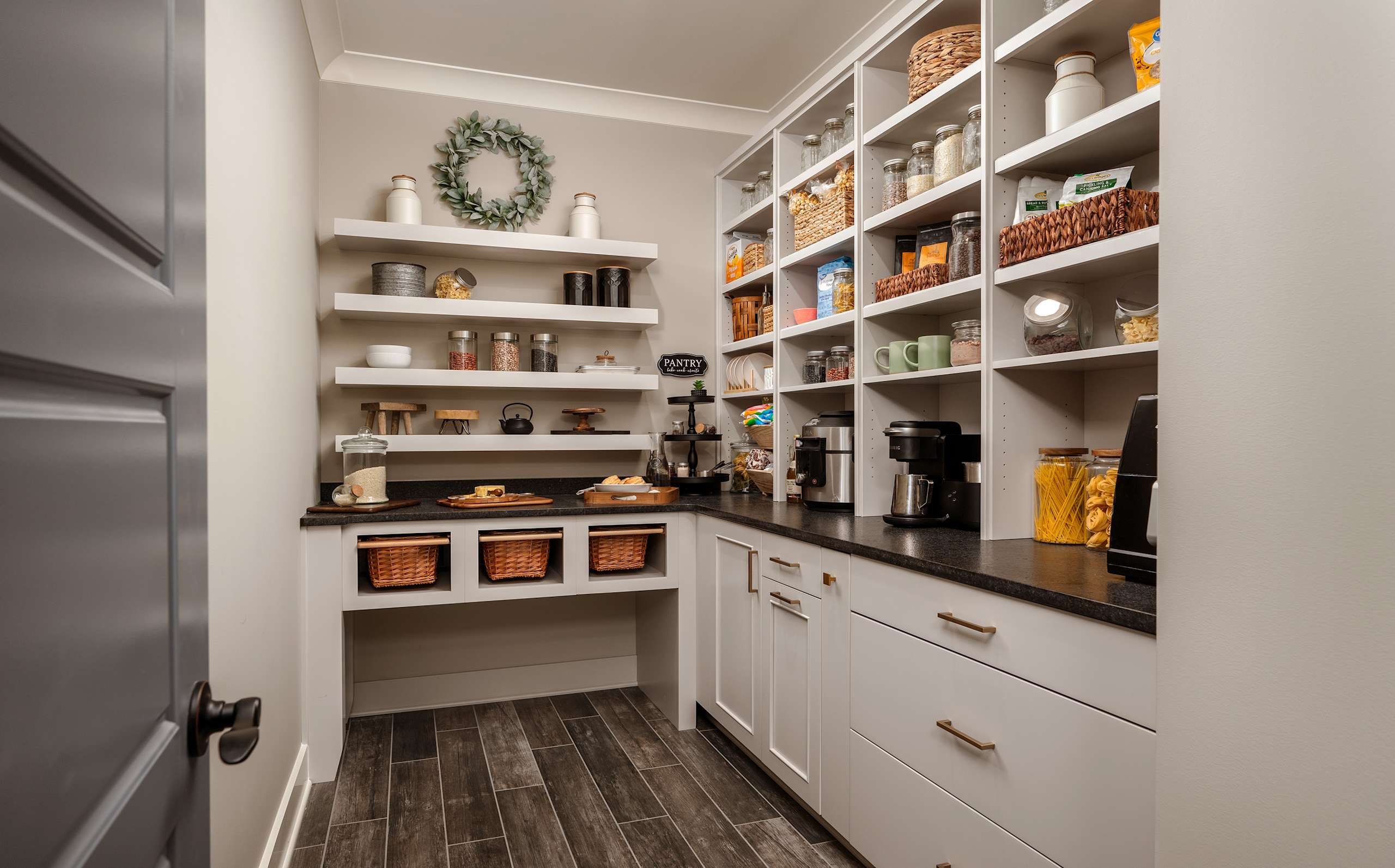 Pantry with open shelves
