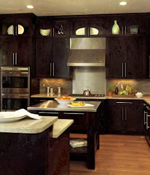 A Cherry Kitchen featuring Hanover cabinet doors in Espresso from Wellborn Cabinet, Inc.