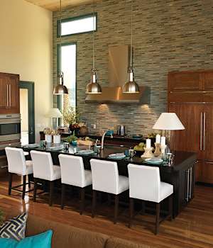 A Cherry Kitchen featuring Hanover Inset cabinet doors in Caramel Java from Wellborn Cabinet, Inc.