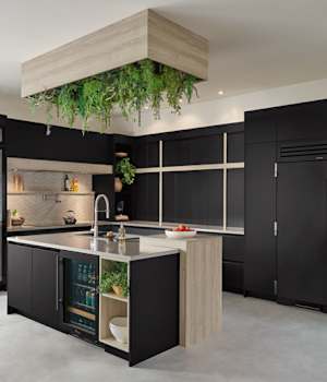 Midtown is Decorative Laminate Veneer Door door group with a Slab cabinet door from Wellborn Cabinet.