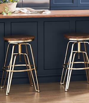 These Blue and Dark cabinets for the 2019 Photo Shoot and Residential Home home were provided by Wellborn Cabinet, Inc.