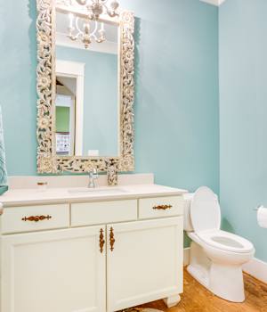 A Maple Bath featuring Henlow Square cabinet doors in Divinity from Wellborn Cabinet, Inc.