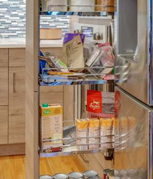 Bel-Air is Decorative Laminate Veneer Door door group with a Slab cabinet door from Wellborn Cabinet.