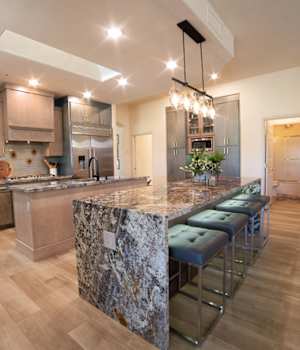 A Maple Kitchen featuring Milan cabinet doors in Drift and Oatmeal from Wellborn Cabinet, Inc.