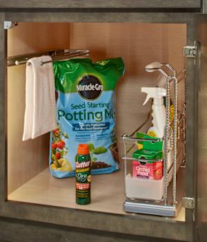 These Medium and Gray cabinets for the 2021 Exhibit Booth home were provided by Wellborn Cabinet, Inc.