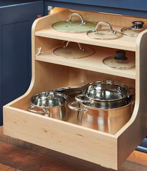 These Blue and Medium cabinets for the 2021 Exhibit Booth home were provided by Wellborn Cabinet, Inc.