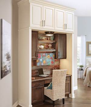 Transitional Built-In Home Office with Two-Tone Cabinetry