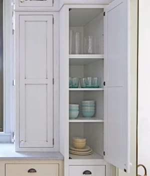 These Light and Beige cabinets for the 2020 Idea House, Residential Home, and Southern Living home were provided by Wellborn Cabinet, Inc.